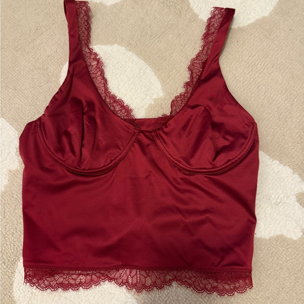 aerie shine lace corset bra top